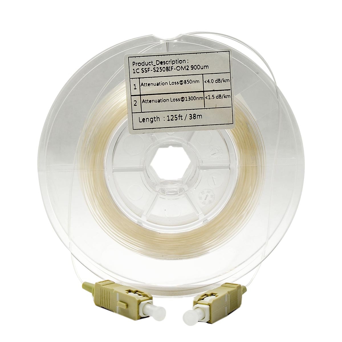 SSF™ Transparent MM 50/125um, 900um, Terminated SC, 125ft / 38m
